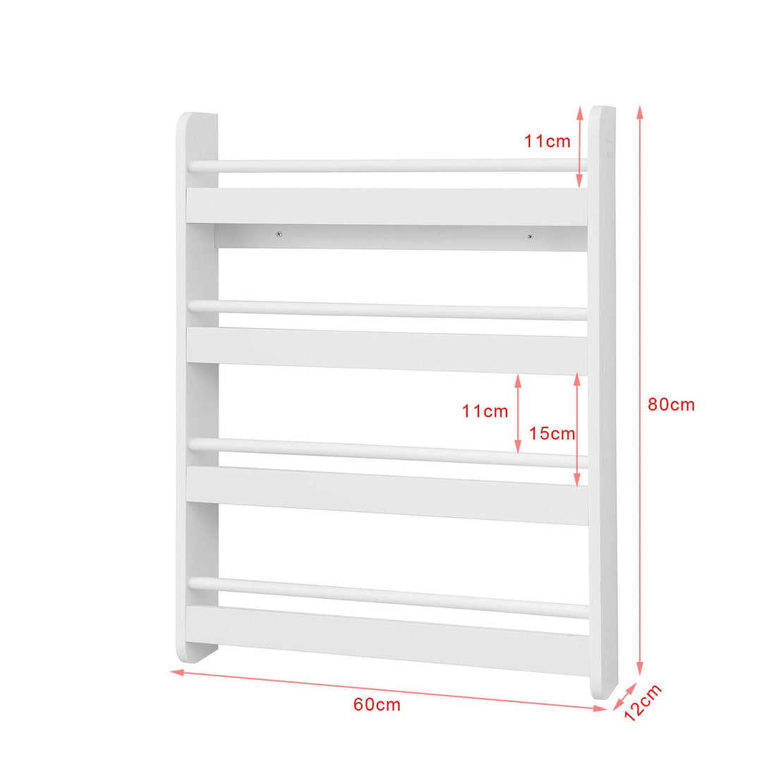 Vægreol til børn, velegnet til bøger, 60 x 80 x 12 cm, hvid