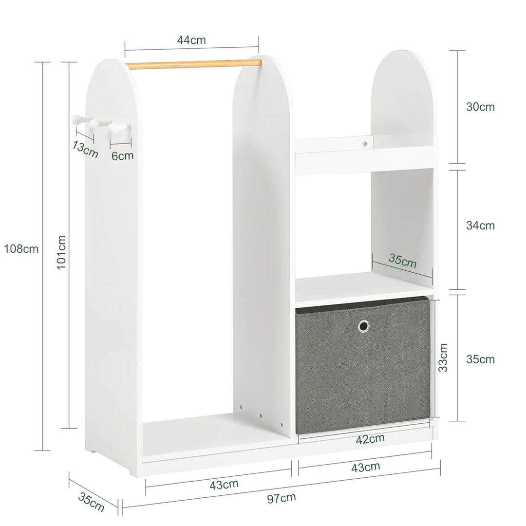 Garderobestativ til børn, 97x35x108 cm, hvid