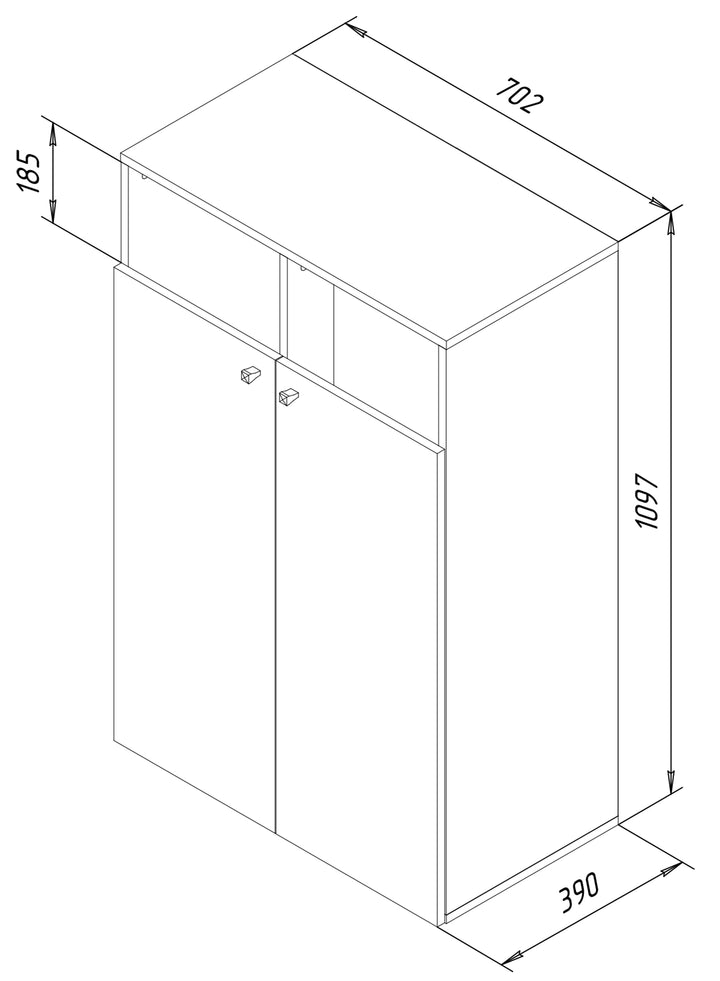 Linnedskab / skab med indbygget vasketøjskurv, H. 110 x B. 70 x D. 39 cm