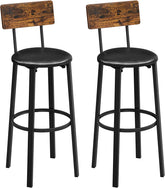 Sæt af 2 barstole med fodstøtte, 39x39x100cm, vintage brun/sort PU-betræk