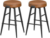Sæt med 2 trendy barstole, imiteret læder, 63 cm høje, karamelbrun