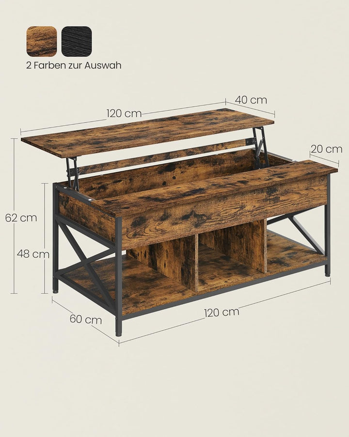 Sofabord med opbevaringsrum, vintage brun/sort