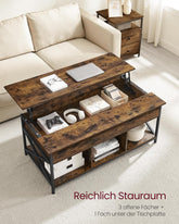 Sofabord med opbevaringsrum, vintage brun/sort