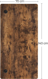 Bordplade til Elektrisk Skrivebord, Bordplade med Bløde Kanter, Melaminbelægning, MDF, 140 x 70 x 1,8 cm, Vintage Brun
