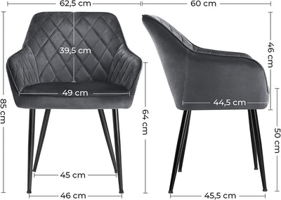 Komfort og elegance til dit hjem: polstret spisebordsstol i grå velour (op til 110 kg)