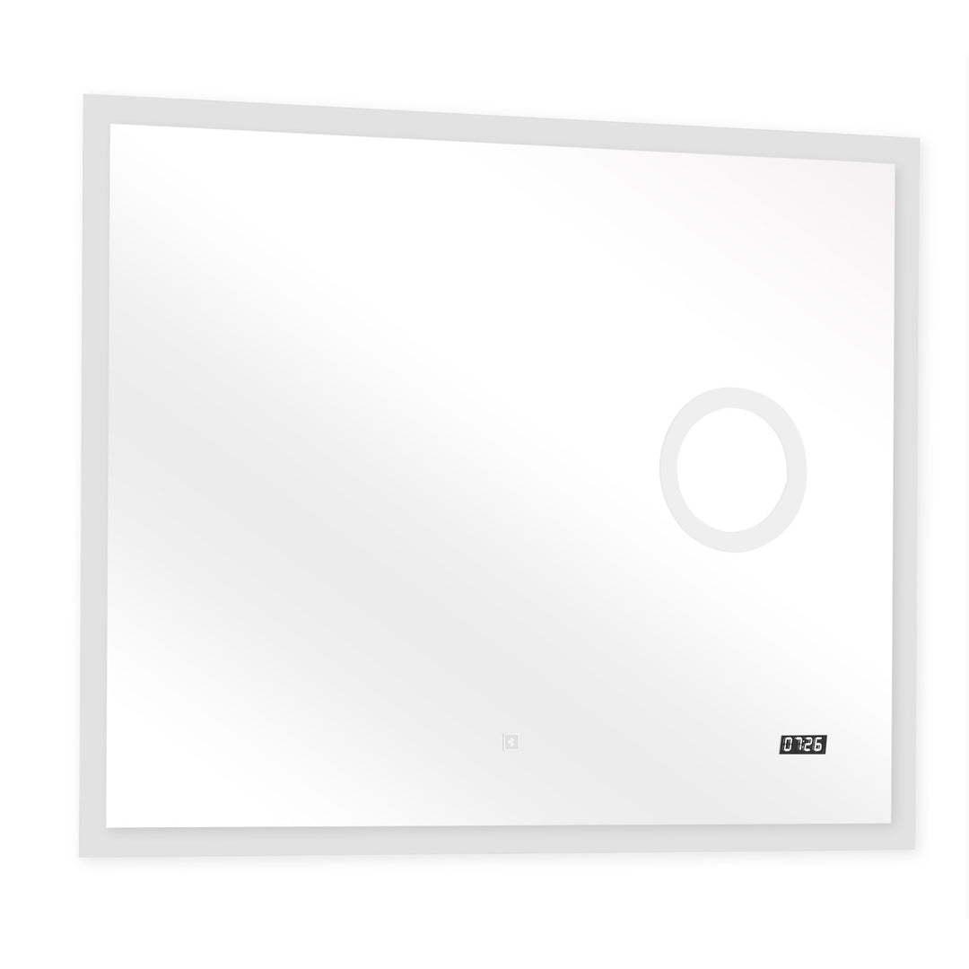 Aquamarine® badeværelsesspejl med LED-belysning, 120x80cm, sminkespejl, makeupspejl med bluetooth højtaler og touch funktion