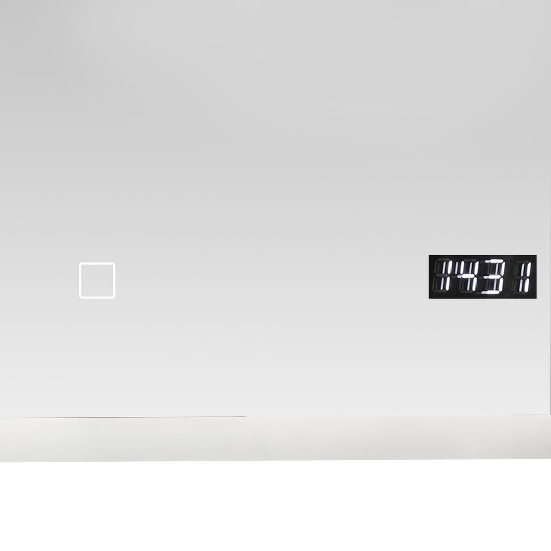 Aquamarin® badeværelsesspejl med LED-belysning - 80x60cm, EKK A++, berøringsafbryder, dæmpbar 3-i-1 kold hvid neutral varm hvid justerbar, digitalt ur