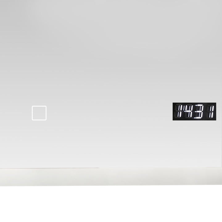 Aquamarin® badeværelsesspejl med LED-belysning - 80x60cm, EKK A++, berøringsafbryder, dæmpbar 3-i-1 kold hvid neutral varm hvid justerbar, digitalt ur
