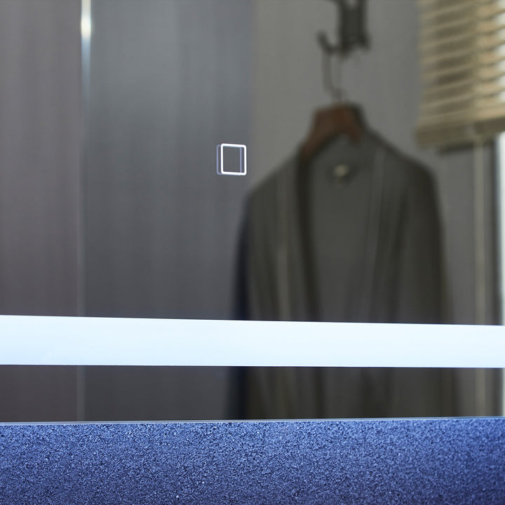 Aquamarin® LED Badeværelsesspejl - 100x80 cm, Dugfrit, Dæmpbart, Energibesparende med Hukommelsesfunktion (EEK A++)