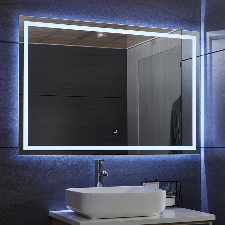 Aquamarine® LED badeværelsesspejl - 120 x 80 cm, dugfrit, dæmpbart med touch funktion