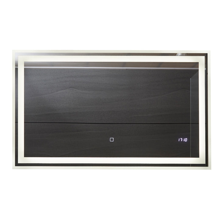 Aquamarine® LED badeværelsesspejl - 100x60 cm, dugfrit, dæmpbart, med digitalt ur/dato, touch funktion