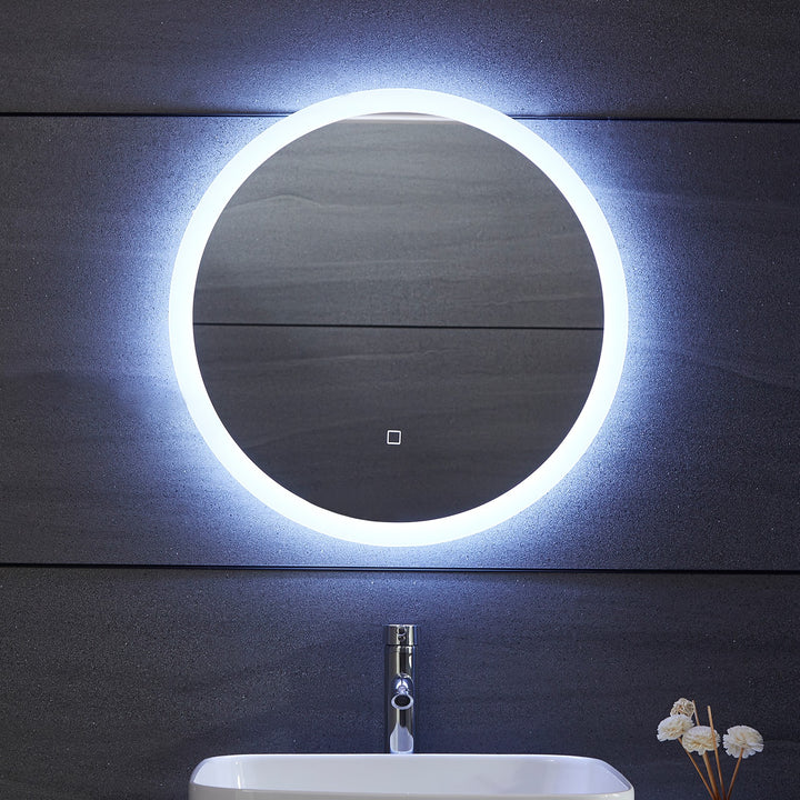 Aquamarine® LED badeværelsesspejl - 60 cm, rundt, dugfrit, dæmpbart, med touch