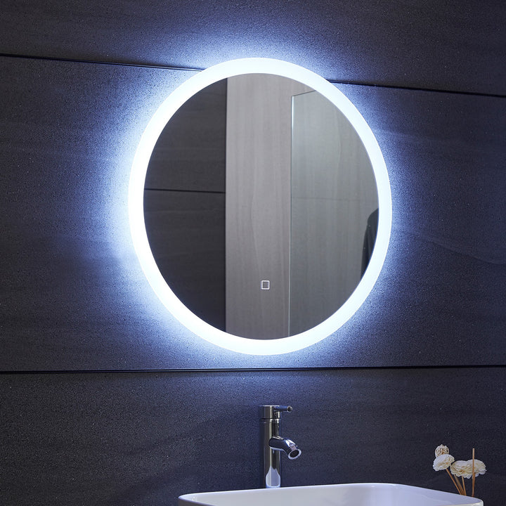 Aquamarine® LED badeværelsesspejl - 60 cm, rundt, dugfrit, dæmpbart, med touch