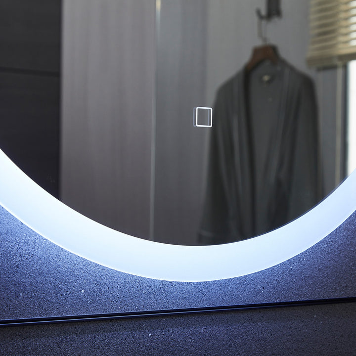 Aquamarine® LED badeværelsesspejl - 60 cm, rundt, dugfrit, dæmpbart, med touch