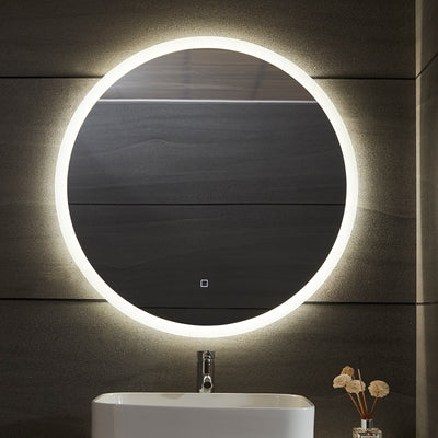 Aquamarine® LED badeværelsesspejl - 80 cm, rundt, dugfrit, dæmpbart, makeupspejl med touch