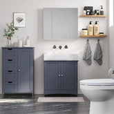 Badeværelsesskab på gulv, 4 skuffer, 30x55x82 cm, grå