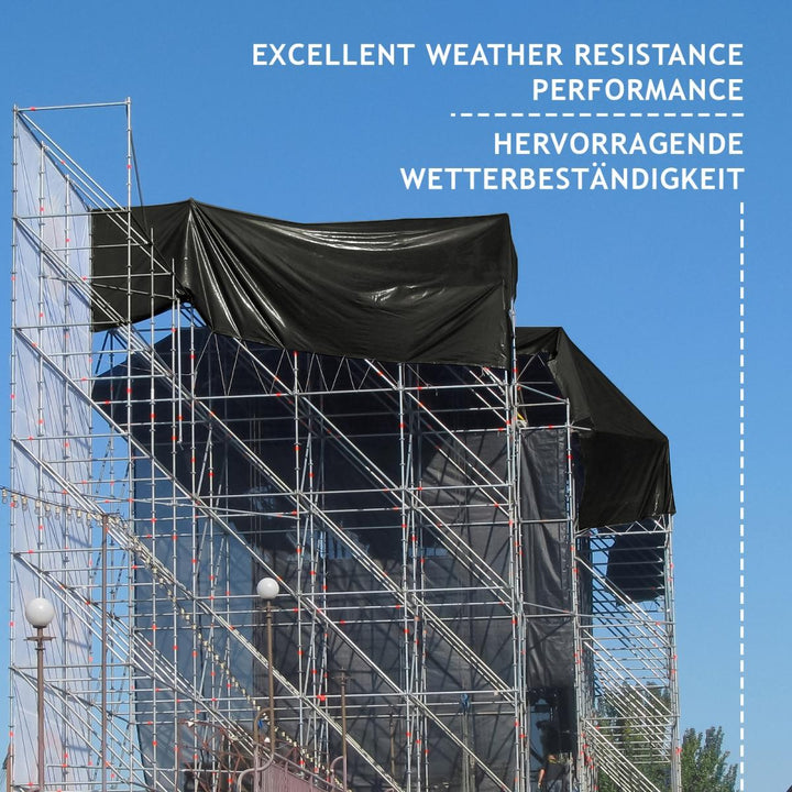 Presenning - 650 g/m², vandtæt og rivefast, aluminiumsøjer, sort, 2 x 3 m, belagt på begge sider