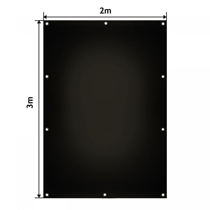 Presenning - 650 g/m², vandtæt og rivefast, aluminiumsøjer, sort, 2 x 3 m, belagt på begge sider