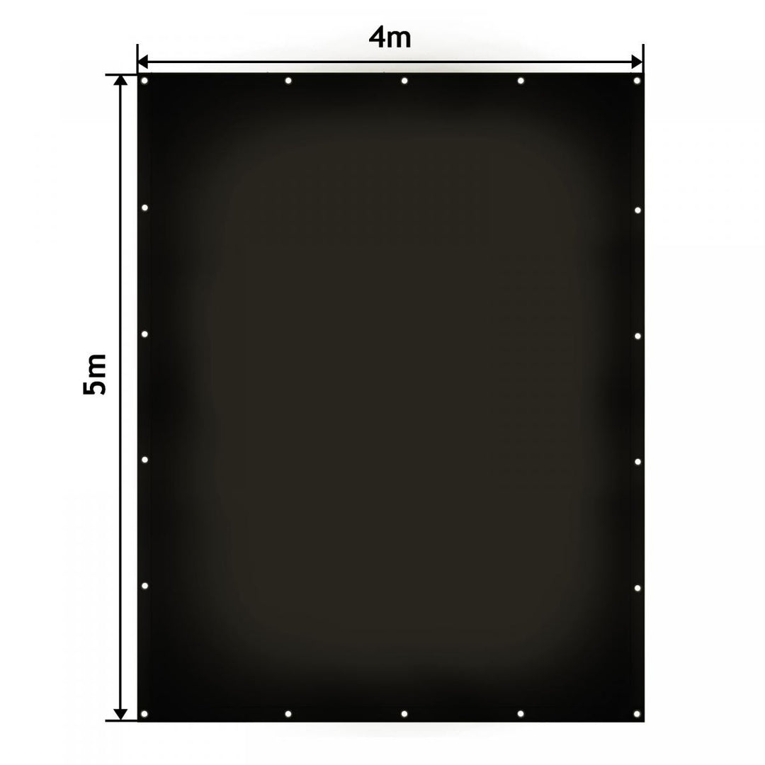 PVC beskyttende presenning til lastbil, 650 g/m², vandtæt og rivefast, aluminiumsøjer, sort, 4 x 5 m, belagt på begge sider
