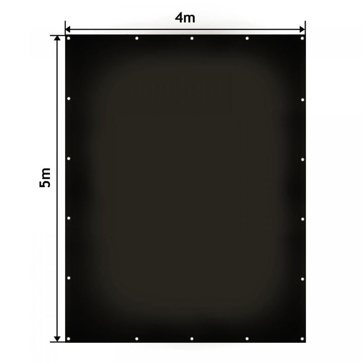 PVC beskyttende presenning til lastbil, 650 g/m², vandtæt og rivefast, aluminiumsøjer, sort, 4 x 5 m, belagt på begge sider