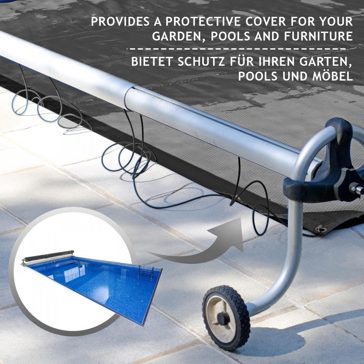 Presenning - 650 g/m², vandtæt og rivefast, aluminiumsøjer, sort, 2 x 3 m, belagt på begge sider
