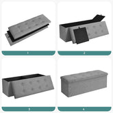 Opbevaringsbænk i grå- Foldbar & Elegant - 110x38x38 cm