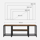 TV-bord i industrielt look, vintage brun og sort
