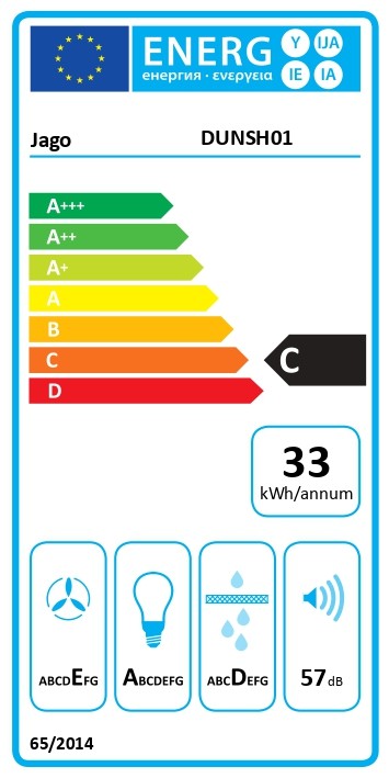 Jago® emhætte - 60 cm, recirkulation af udsugningsluft, vægtilslutning, 2 fedtfiltre, 201,6 m³/h, LED-belysning, rustfrit stål