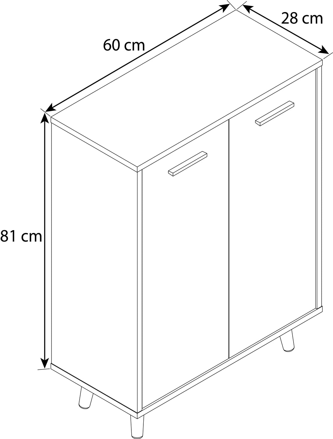 Kommode, h. 81 x b. 60 x d. 28 cm, hvid