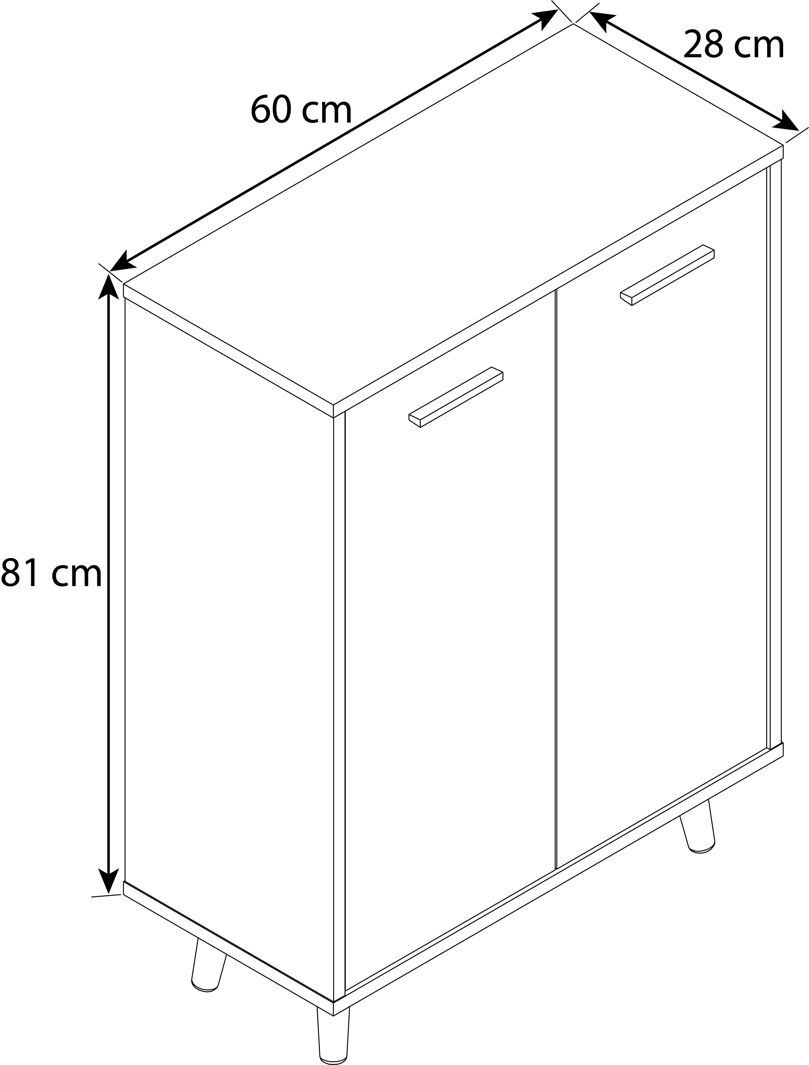 Kommode, h. 81 x b. 60 x d. 28 cm, hvid