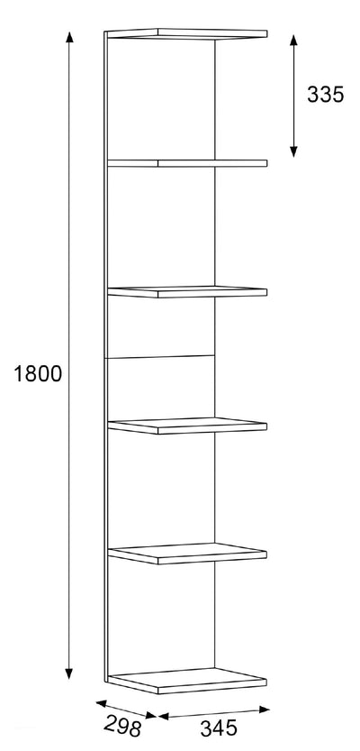 Dekorativ vægreol, h. 180 x b. 35 x d. 30 cm, naturfarvet