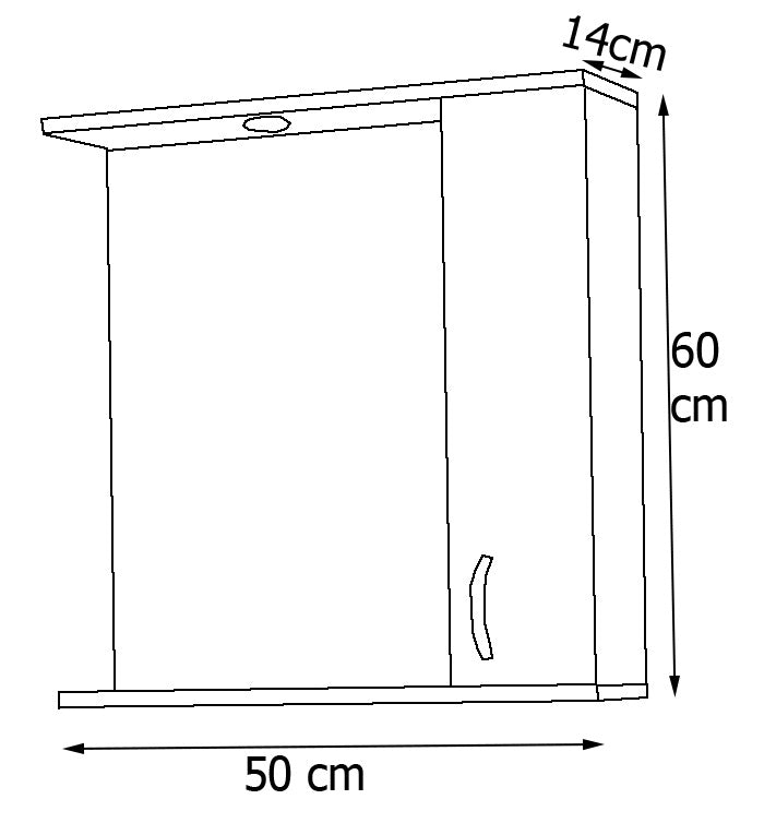 Spejlskab, h. 60 x b. 50 x d. 14 cm, hvid