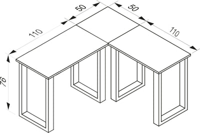 Hjørneskrivebord, 160x160x50 U-base, hvid