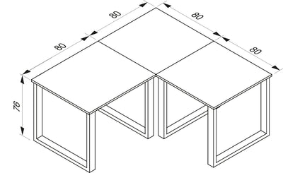 Hjørneskrivebord, 160x160x80 U-base, hvid