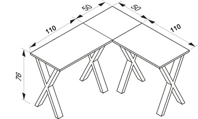 Hjørne Skrivebord "Lona" 160X160X50 cm| X-Fødder