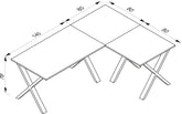 Hjørneskrivebord, 220x160x80, X-base, hvid