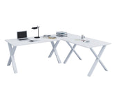 Hjørneskrivebord, 220x160x80, X-base, hvid