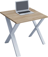 Skrivebord, h. 76 x b. 80 x d. 80 cm, X-base, naturfarvet