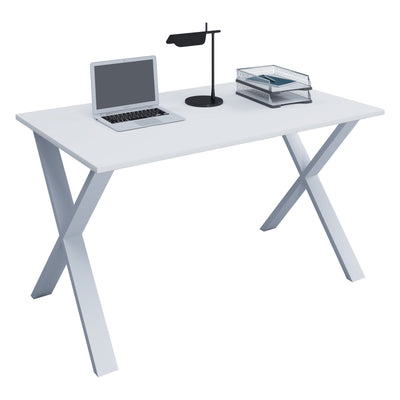 Skrivebord, h. 76 x b. 140 x d. 80 cm, X-base, hvid