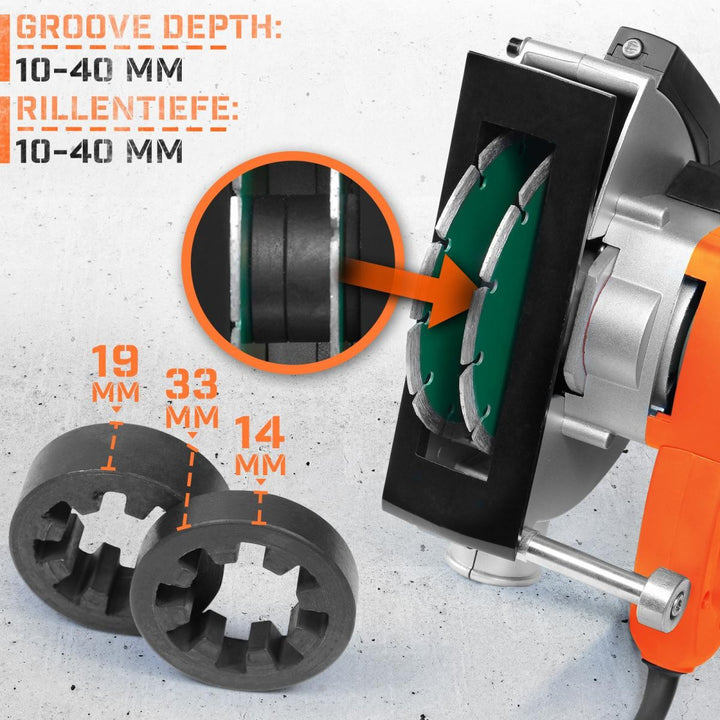 Vægskærer - 1700W, 4.000 rpm, 40mm rilledybde, 33mm rillebredde.