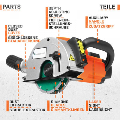 Vægskærer - 1700W, 4.000 rpm, 40mm rilledybde, 33mm rillebredde.