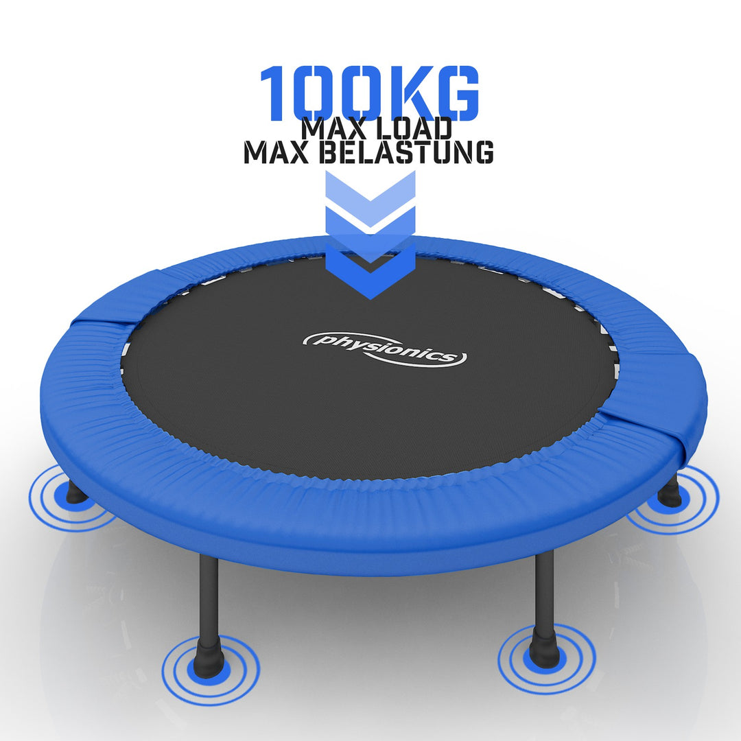 Fitness Trampolin - diameter Ø 114 cm, indendørs og udendørs, max: 100 kg, med kantafdækning