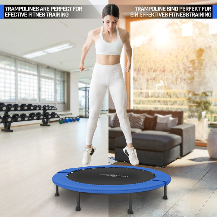 Fitness Trampolin - diameter Ø 114 cm, indendørs og udendørs, max: 100 kg, med kantafdækning