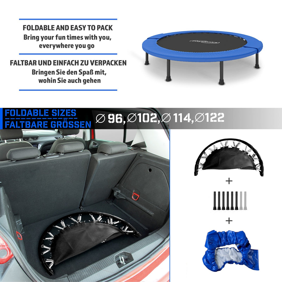 Fitness Trampolin - diameter 102 cm, indendørs og udendørs, max: 100 kg, med kantafdækning