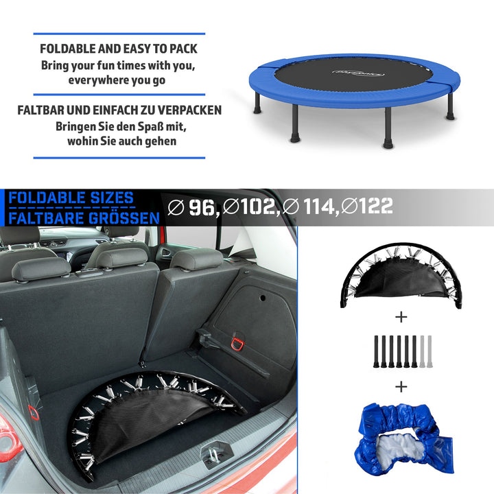 Fitness Trampolin - diameter 102 cm, indendørs og udendørs, max: 100 kg, med kantafdækning