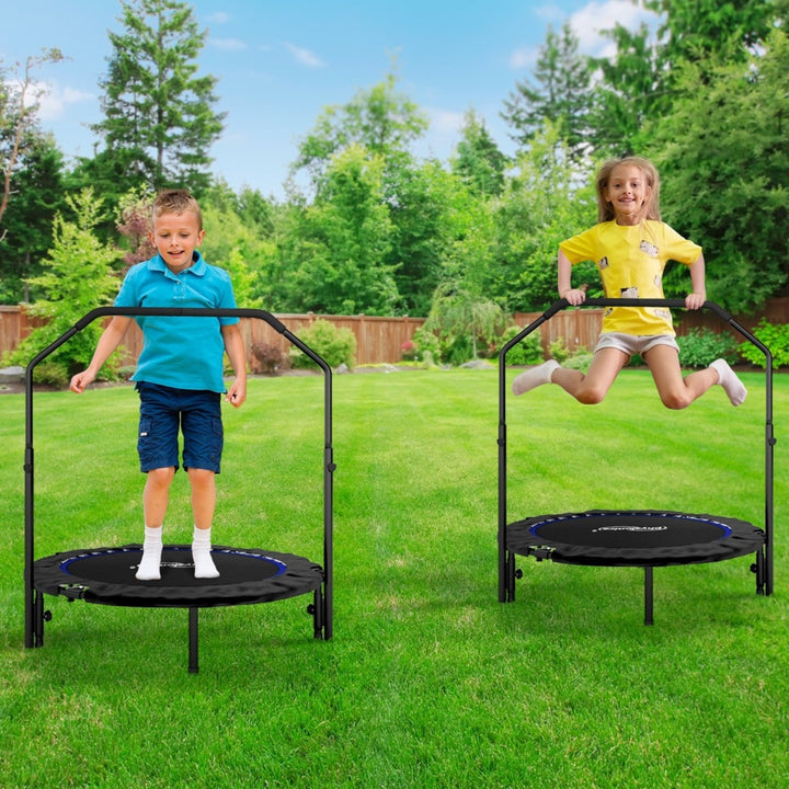 Fitness Trampolin - 101 cm, højdejusterbart håndtag, op til 150 kg, foldbar