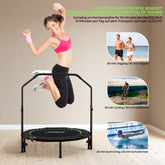 Kompakt Fitness Minitrampolin 101 cm - Foldbar, Op til 150 kg, Sort/Grøn