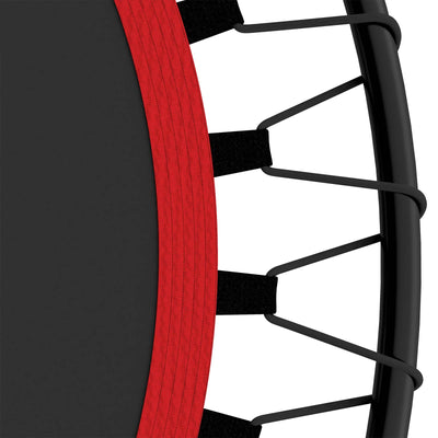 Fitness Trampolin - Ø 101cm, højdejusterbart håndtag, gummitov, op til 120 kg, sort/rød