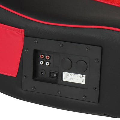 Lydstol - lavet af imiteret læder, foldbar, med højttalere, surround og subwoofer, rød/sort