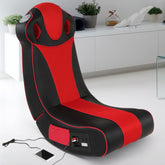 Lydstol - lavet af imiteret læder, foldbar, med højttalere, surround og subwoofer, rød/sort